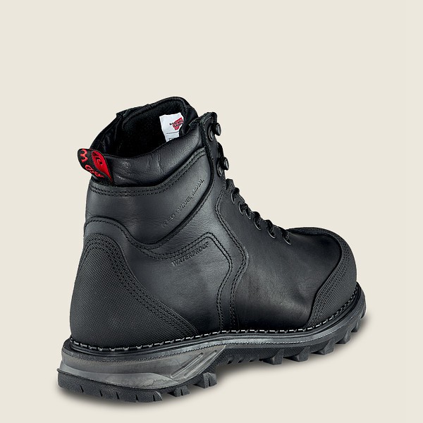 Red Wing Safety Boots Burnside - 6-inch Waterproof Toe - Black - Mens EUQ289016